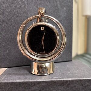 Movado Black and Silver Circular Desk Clock